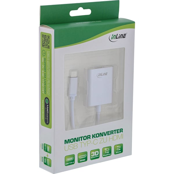 InLine 64101S videokabel adapter 0,2 m USB Type-C HDMI Sølv