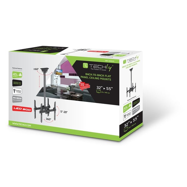 Techly ICA-CPLB 944D kyltin näyttökiinnike 139,7 cm (55") Musta