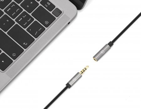 Manhattan 356022 audiokaapeli 1 m 3.5mm Musta, Hopea