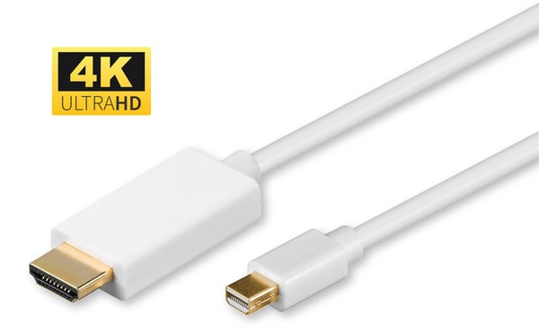 Microconnect MDPHDMI3-4K videokaapeli-adapteri 3 m Mini DisplayPort HDMI-tyyppi A (vakio) Valkoinen