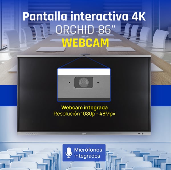 iggual Orchid 86" Webcam Interaktivt fladpanel 2,18 m (86") LED Wi-Fi 400 cd/m² 4K Ultra HD Sort Berøringsskærm Indbygget processer Android