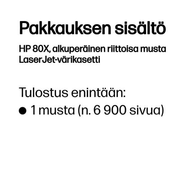HP 80X, alkuperäinen riittoisa musta LaserJet-värikasetti