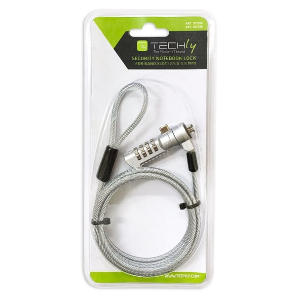 Techly IQ-LOK-16-K kabellås Sølv 1,8 m