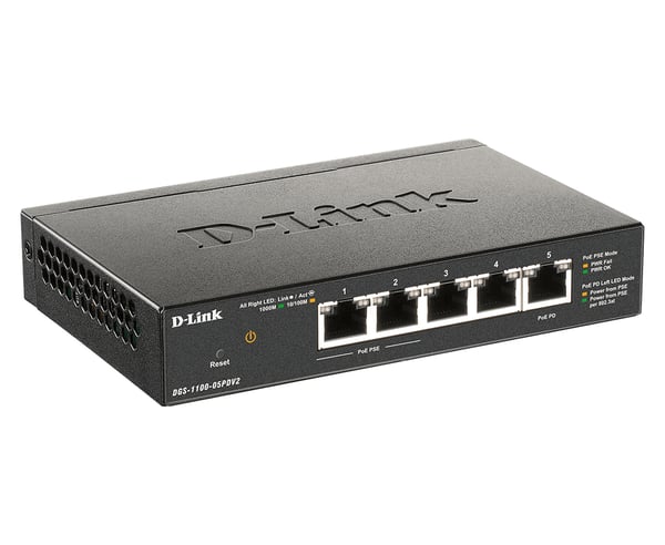 D-Link DGS-1100-05PDV2 netværksswitch Administreret Gigabit Ethernet (10/100/1000) Strøm over Ethernet (PoE) Sort