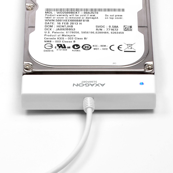 Axagon ADSA-1S Hölje för lagringsenheter HDD- / SSD kabinett Vit 2.5"