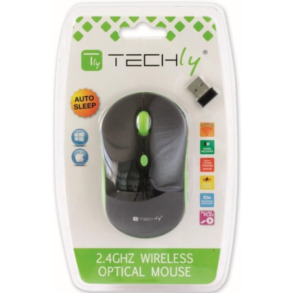 Techly IM 1600-WT-BGW hiiri Office Molempikätinen Langaton RF Optinen 1600 DPI