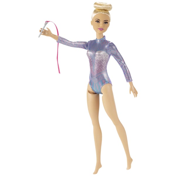 Barbie Rytminen voimistelija - , vaaleahiuksinen nukke (n 30 cm), jumppapuku ja välineet