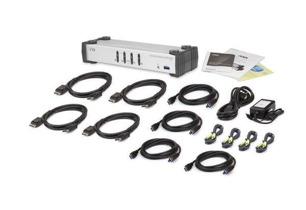 ATEN USB 3.0 DisplayPort KVMP™-switch med 4 portar (kablar medföljer)