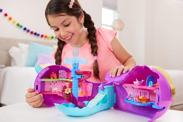 Polly Pocket SPARKLE COVE ADVENTURE NARWHAL ADVENTURER Boat