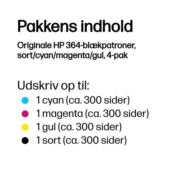 HP Originale 364-blækpatroner, sort/cyan/magenta/gul, 4-pak
