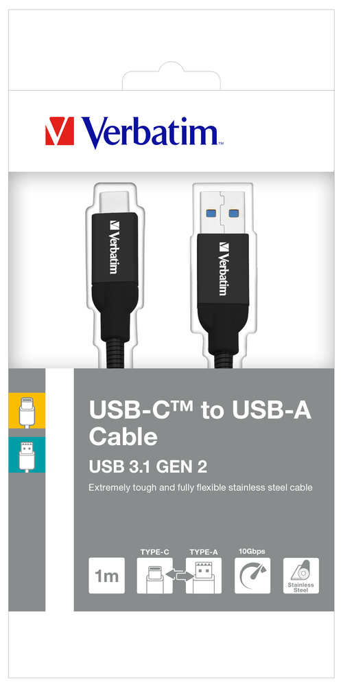 Verbatim 48871 USB-kabel USB 3.2 Gen 2 (3.1 Gen 2) 1 m USB A USB C Sort