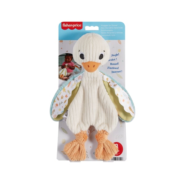 Fisher-Price Sensimals Fisher Price Snuggle Up Goose-sanselegetøj til babyer, bamse med ringlelyde til spædbørn