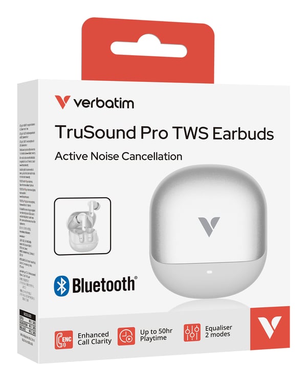 Verbatim TruSound Pro Headset Trådlös I öra Samtal/musik Bluetooth Vit