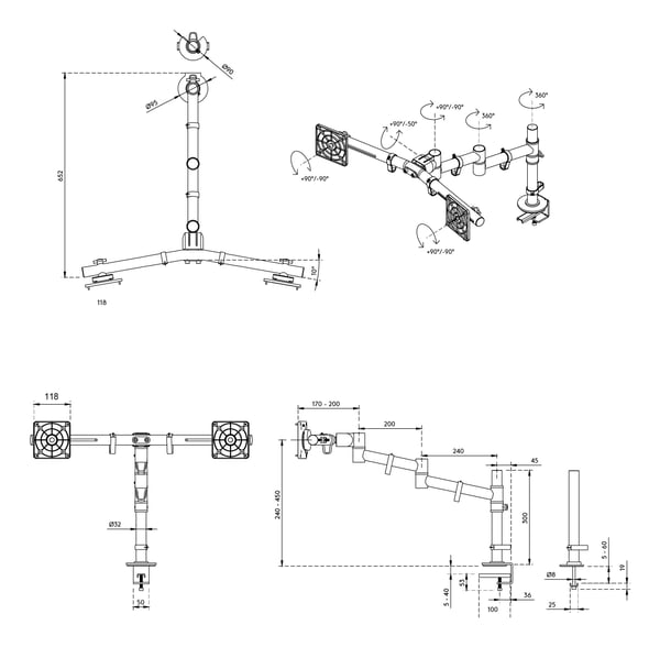 Dataflex Viewgo 68,6 cm (27") Skrivebord Hvid