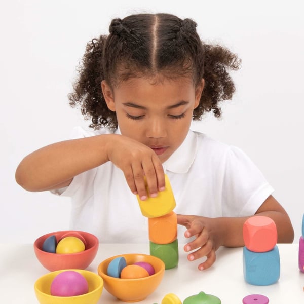 Tickit Rainbow Wooden Cubes