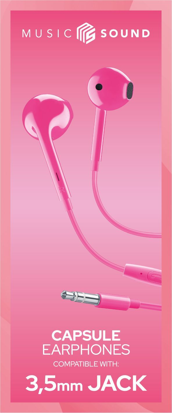 Music Sound 8018080371400 Headset Ledningsført I ørerne Opkald/musik Lyserød