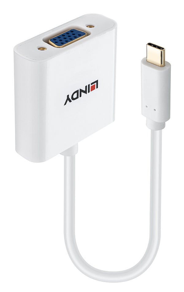 Lindy 43437 videokabel adapter 0,1 m USB Type-C VGA (D-Sub) Hvid