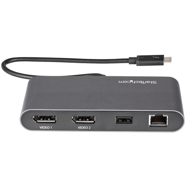 StarTech.com TB3DKM2DPL dockingstation Ledningsført Thunderbolt 3 Grå