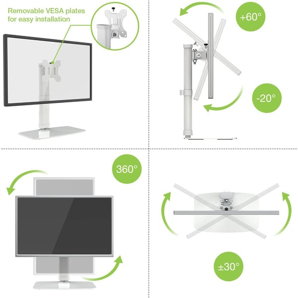 Techly ICA-LCD 260 fäste och ställ till bildskärm 68,6 cm (27") Bord Vit