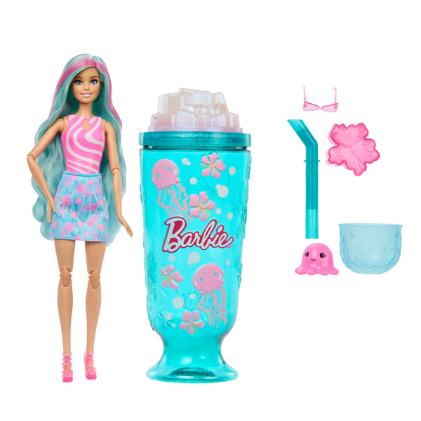 Barbie Pop Reveal -docka och tillbehör, havsslush-serien, modedocka, husdjur, slajm och färgförändring