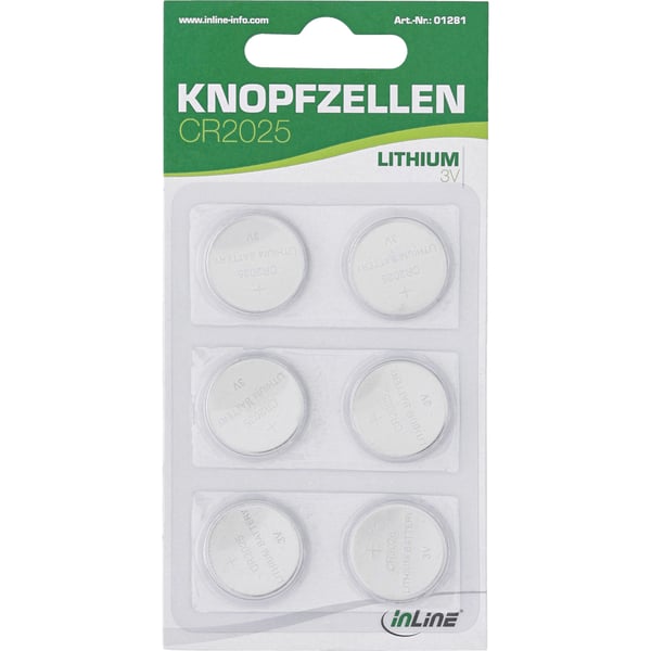 InLine 01281 husholdningsbatteri Engangsbatteri CR2025 Lithium