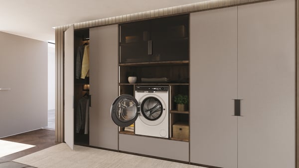 Haier HWD120-BD16397EUS kombinerad tvättmaskin och Tumlare Fristående Frontmatad Vit