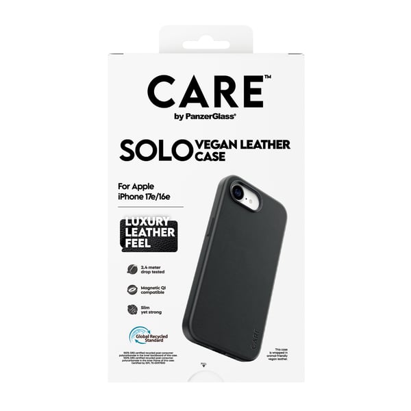 PanzerGlass CARE™ by ® Solo Case Black iPhone 17e | 16e matkapuhelimen suojakotelo 15,5 cm (6.1") Suojus Läpinäkyvä