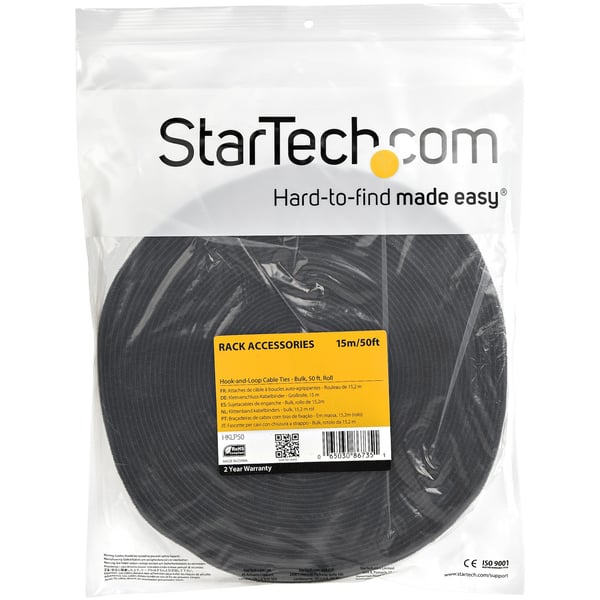 StarTech.com HKLP50 nippuside Koukullinen ja lenkillinen nippuside Nailon Musta 1 kpl