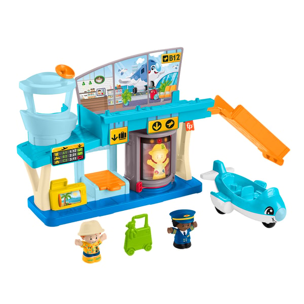 Fisher-Price Little People Hverdagslivet i lufthavnen-legesæt til tumlinger, lufthavn og 3 stk. tilbehør