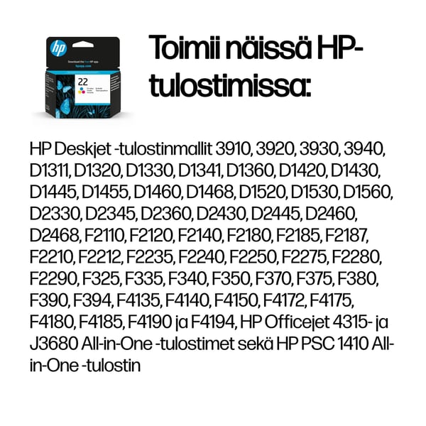 HP 22, alkuperäinen kolmivärinen mustekasetti