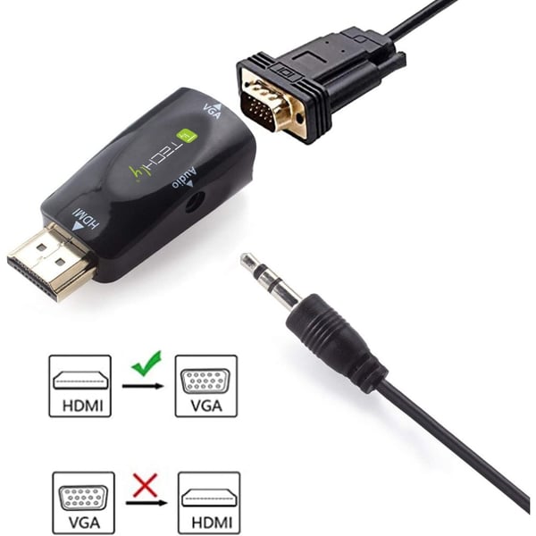 Techly IDATA HDMI-VGA2MABT2 videosignalomvandlare Passiv videokonverterare 1920 x 1080 pixlar