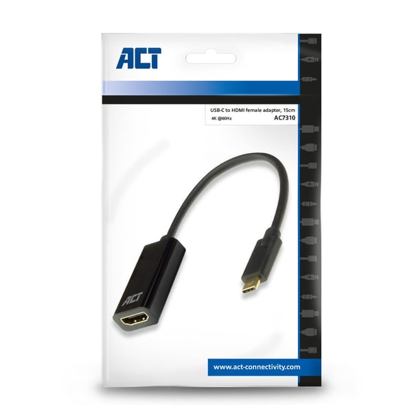 ACT AC7310 videokabeladapter 0,15 m USB Type-C HDMI Typ A (standard) Svart
