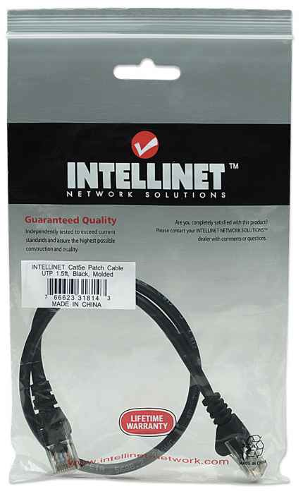 Intellinet 318143 verkkokaapeli Musta 0,5 m Cat5e U/UTP (UTP)