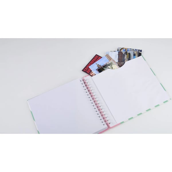 Hama Striped fotoalbum og arkbeskyttelse Hvid, Grøn, Lyserød 100 ark 10 x 15 cm Spiral indbinding