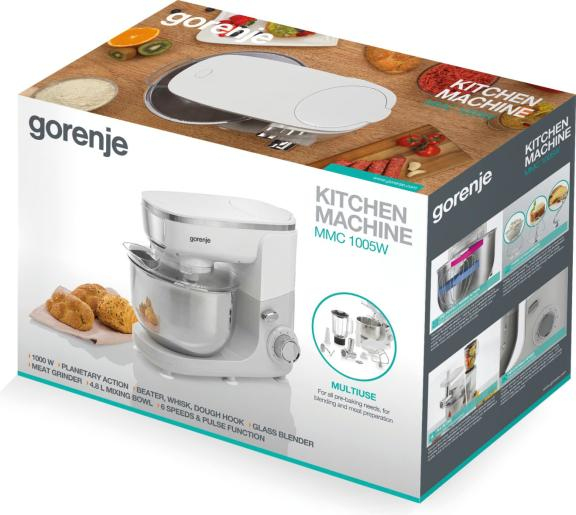 Gorenje MMC1005W matberedare 1000 W 4,8 l Grå, Rostfritt stål, Vit
