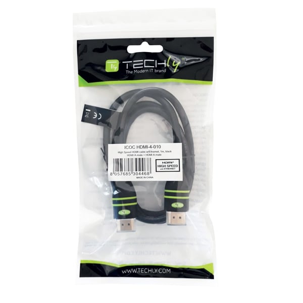 Techly 1.0m HDMI-A M/M HDMI-kabel 1 m HDMI Typ A (standard) Svart