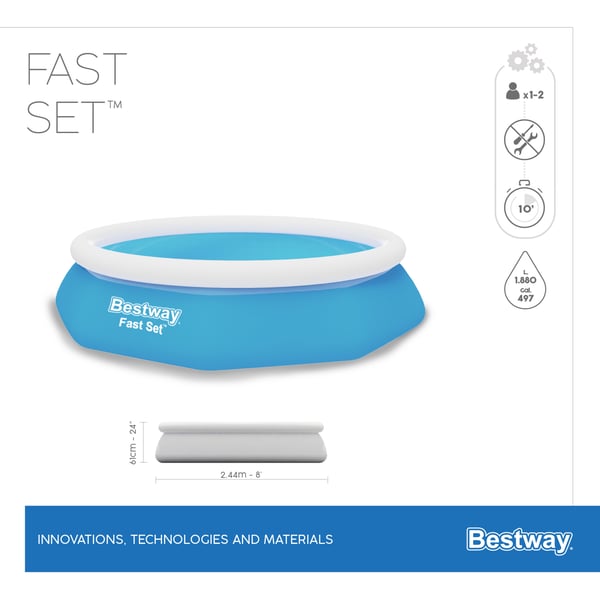 Bestway Fast Set 57450 swimmingpool til over jorden Indrammet/oppustelig pool Rund Blå, Hvid