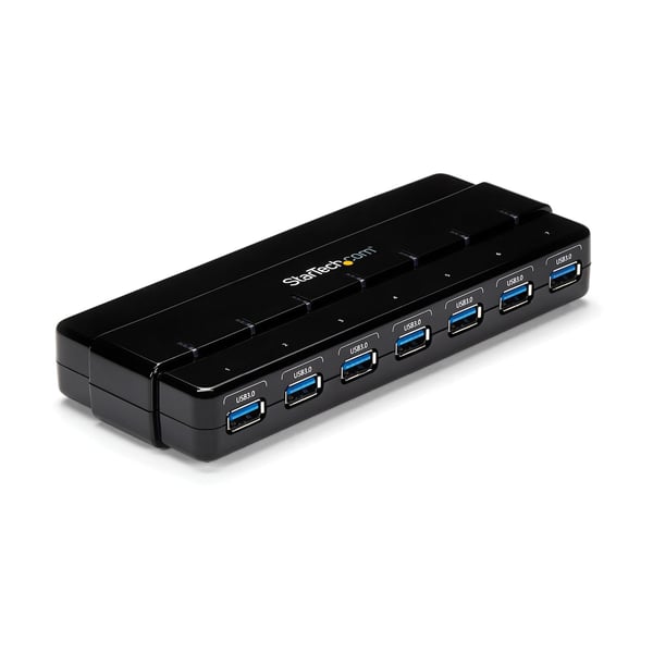 StarTech.com 7 Port USB 3.0 SuperSpeed Hub - USB 3 Hub med nätadapter/strömanslutning och kabel
