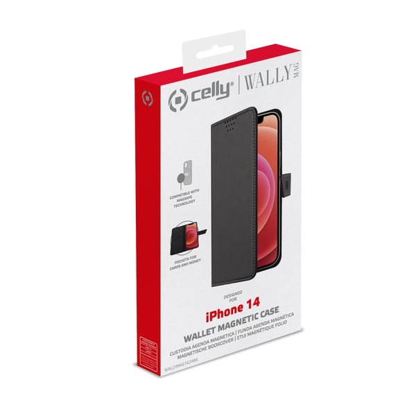 Celly Wallymag mobiltelefonfodral 15,5 cm (6.1") Plånbok Svart