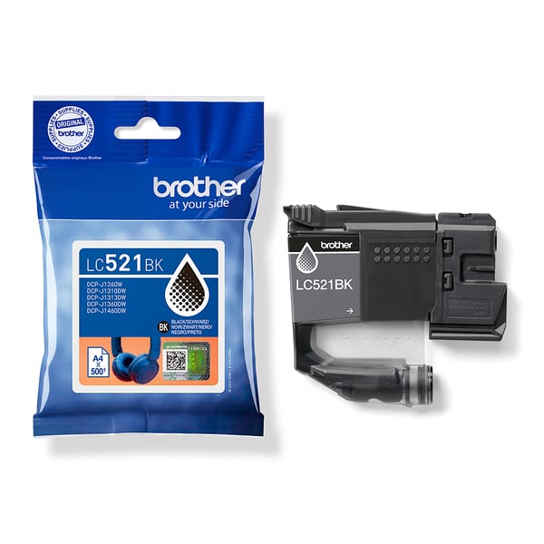Brother LC521BK mustekasetti 1 kpl Alkuperäinen Musta