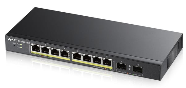 Zyxel GS1900-10HP verkkokytkin Hallittu L2 Gigabit Ethernet (10/100/1000) Power over Ethernet -tuki Musta