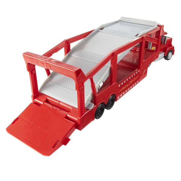 Disney Pixar Cars Långtradaren Mack från Disney och Pixars Bilar med ramp, 33 cm förvaring för 12 bilar