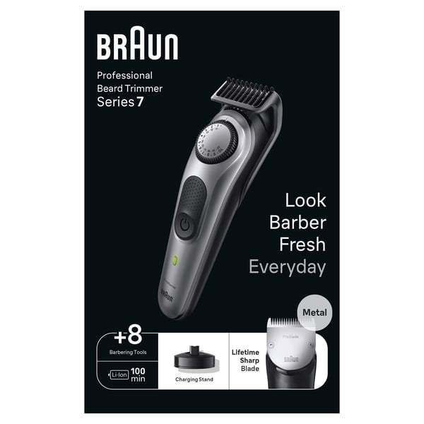 Braun BeardTrimmer 7 BT7420 Batteri 40 2 cm Svart, Grå