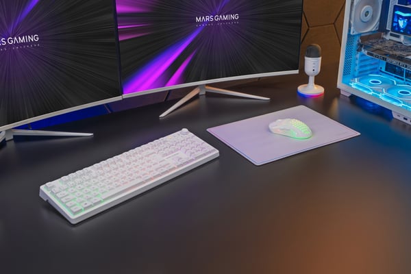 Mars Gaming MCPWXWPT tastatur Mus inkluderet Spil RF trådløs + USB QWERTY Portugisisk Hvid