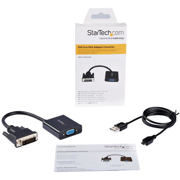StarTech.com DVI2VGAE videokabel adapter 0,19 m Sort