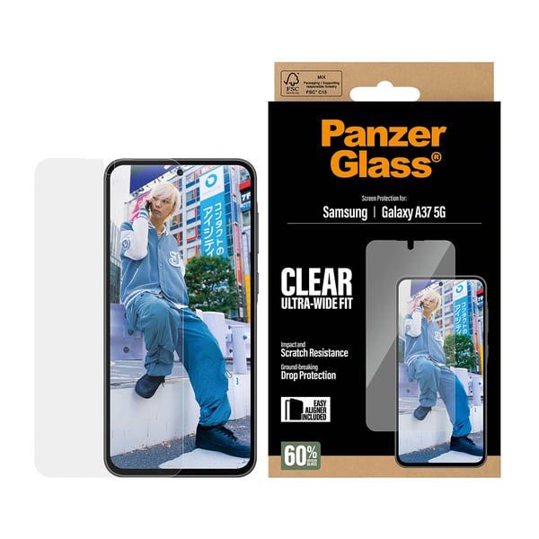 PanzerGlass ® Screen Protector Samsung Galaxy A37 5G | Ultra-Wide Fit w. EasyAligner Genomskinligt skärmskydd 1 styck