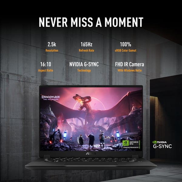 ASUS TUF Gaming A14 FA401KM-RG003W AMD Ryzen AI 7 350 Laptop 35,6 cm (14") 2.5K 16 GB LPDDR5x-SDRAM 1 TB SSD NVIDIA GeForce RTX 5060 Wi-Fi 6E (802.11ax) Windows 11 Home Grå QWERTY Hollandsk