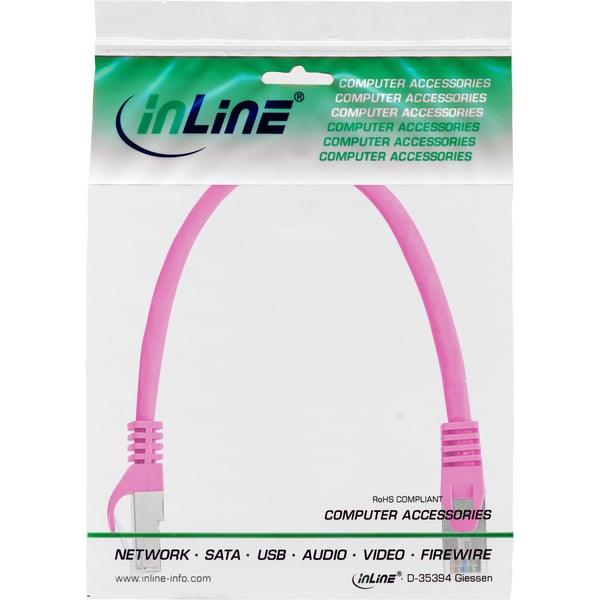 InLine 4043718125890 nätverkskablar Rosa 0,25 m Cat5e SF/UTP (S-FTP)