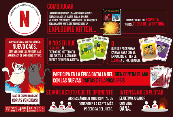 Asmodee Exploding Kittens EKIEK12ES brætspil Exploding Kittens El bien contra el mal 15 min. Kortspil Fest