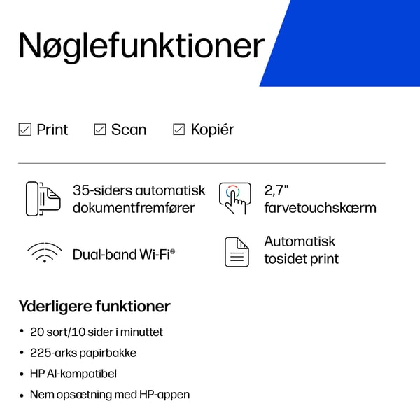 HP OfficeJet Pro 8125e Trådløst All-in-One Farve Printer, Instant Ink; 2-sidet printning